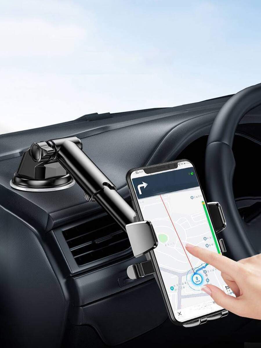 360° Rotatable Suction Cup Car Phone Holder - Universal Car Dashboard Phone Mount Bracket, Suitable For Navigation, Compatible With IPhone, Android Phones, Great Gift For Family And Friends - Black - View 1