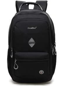 coolbell Mochila de viaje con bordado de letras para hombre de 18,4 pulgadas, resistente al agua de gran capacidad con puerto de carga USB - Negro - Ver 7