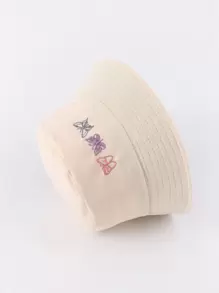1pc Women's Fashion 3D Butterfly Embroidery Bucket Hat, Adjustable Outdoor Casual Cap Suitable For Cycling, Sightseeing, Travel, And Streetwear