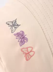 1pc Women's Fashion 3D Butterfly Embroidery Bucket Hat, Adjustable Outdoor Casual Cap Suitable For Cycling, Sightseeing, Travel, And Streetwear
