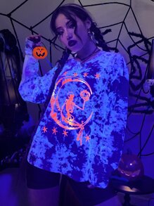 SHEIN Unity 反光萬聖印花紮染T恤 - 彩色 - 查看 3