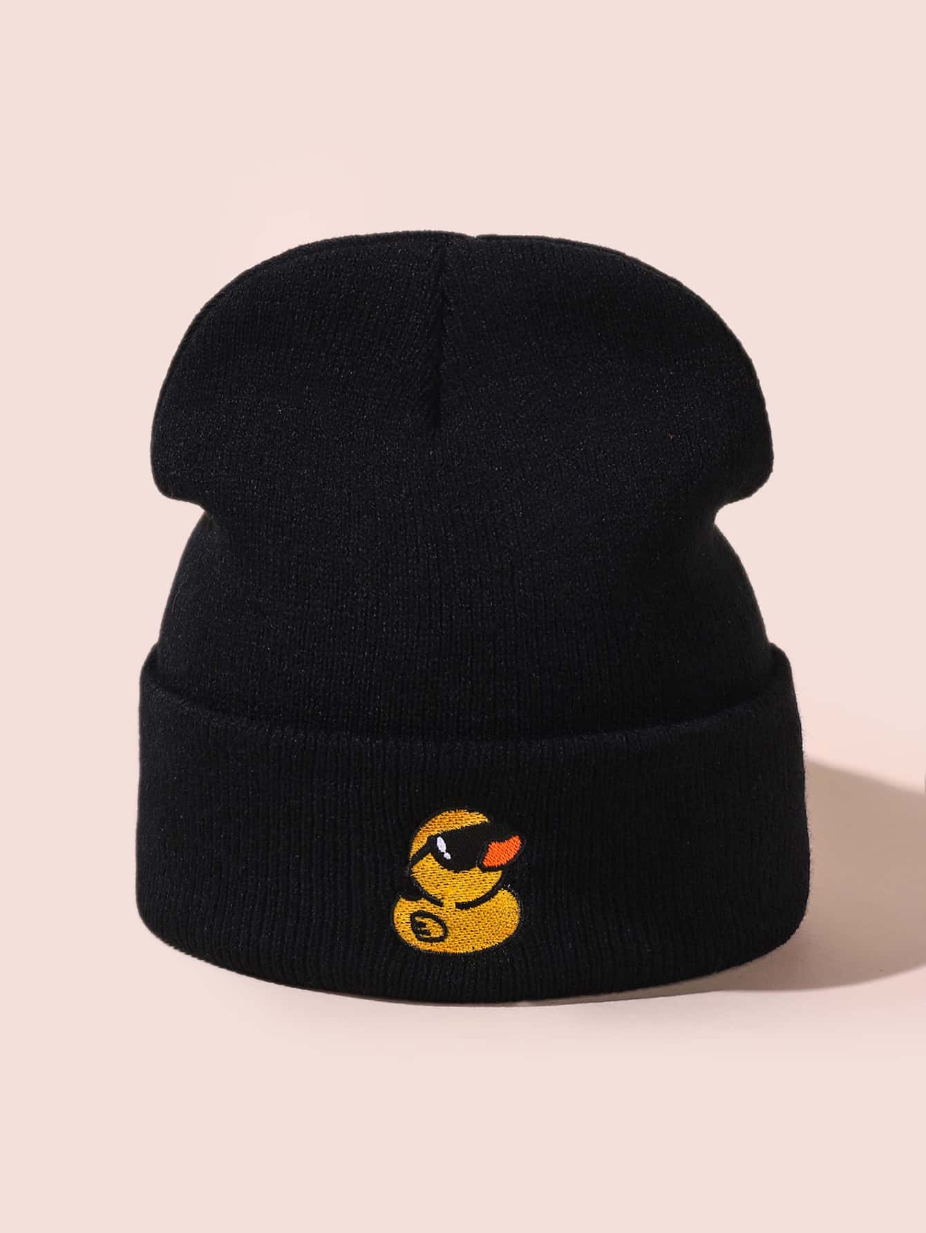 Duck Embroidery Beanie - Black - View 1