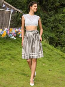 SHEIN VCAY Sheer Lace Crop Top Without Bra - White - View 3