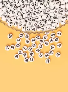 100pcs Constellation Symbol Detail DIY Bead - Black and White - View 1