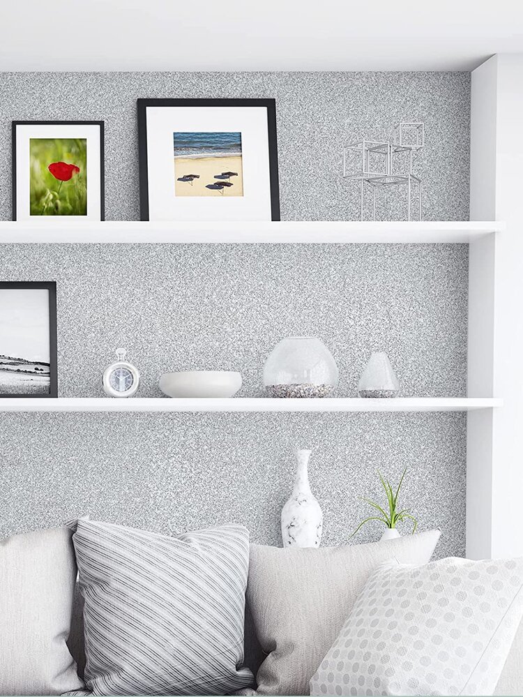 1入組金屬亮絲牆紙 - 銀色 - 查看 4