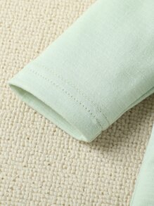 Baby Layered Ruffle Trim Bow Front Footed Sleep Jumpsuit - Mint Green - View 3