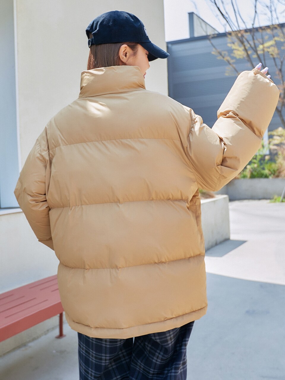 Drop Shoulder Zipper Padded Coat