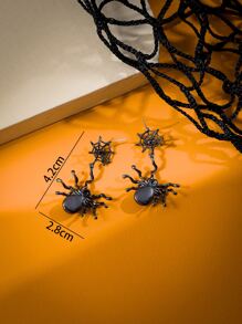 Halloween Spider Drop Earrings - Black - View 3