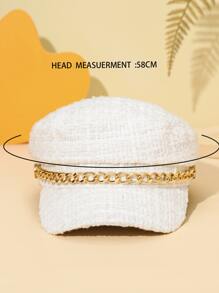 件女時尚休閒帽子，細鏈細節