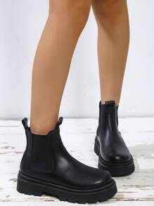 Stitch Detail Slip On Chelsea Boots - Black - View 2