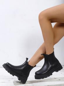 Stitch Detail Slip On Chelsea Boots - Black - View 3