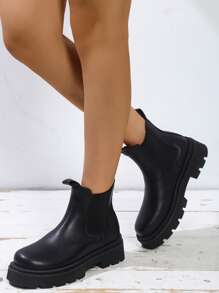 Stitch Detail Slip On Chelsea Boots - Black - View 4