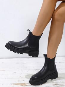 Stitch Detail Slip On Chelsea Boots - Black - View 5