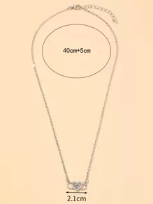 TUANZISP Polyamory Rhinestone Heart & Infinity Symbol Charm Necklace - Silver - View 3