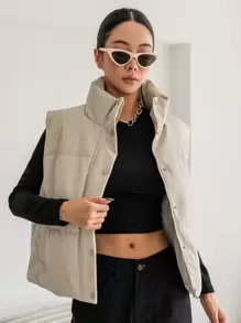 DAZY Chaleco con cremallera frontal, abrigo acolchado - Albaricoque - Ver 1