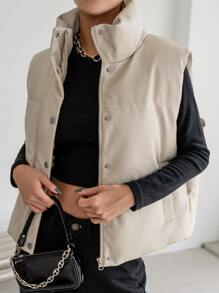 DAZY Chaleco con cremallera frontal, abrigo acolchado - Albaricoque - Ver 4