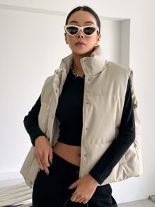 DAZY Chaleco con cremallera frontal, abrigo acolchado - Albaricoque - Ver 6