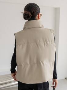 DAZY Chaleco con cremallera frontal, abrigo acolchado - Albaricoque - Ver 7