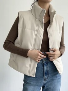 DAZY Chaleco con cremallera frontal, abrigo acolchado - Albaricoque - Ver 9