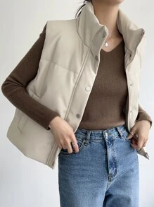 DAZY Chaleco con cremallera frontal, abrigo acolchado - Albaricoque - Ver 13