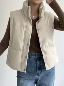 DAZY Chaleco con cremallera frontal, abrigo acolchado - Albaricoque - Ver 15