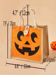 Pumpkin Halloween Linen Tote Bag (turn Lock Closure) - Orange - View 3