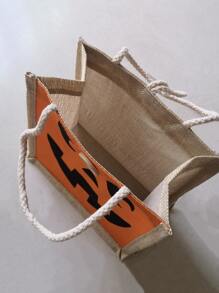 Pumpkin Halloween Linen Tote Bag (turn Lock Closure) - Orange - View 6