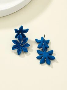 Pendientes largos flor - Azul - Ver 4