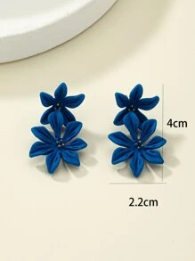 Pendientes largos flor - Azul - Ver 5