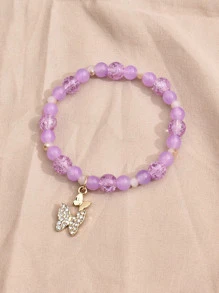 Bracelet perlé à strass à breloque papillon