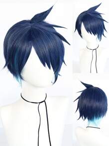 1pc Short Straight Cosplay Synthetic Wig With Bangs & 1pc Wig Cap - Multicolor - View 1