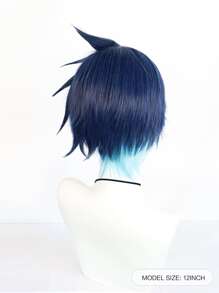 1pc Short Straight Cosplay Synthetic Wig With Bangs & 1pc Wig Cap - Multicolor - View 2