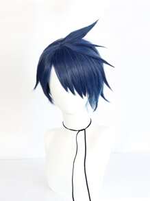 1pc Short Straight Cosplay Synthetic Wig With Bangs & 1pc Wig Cap - Multicolor - View 4