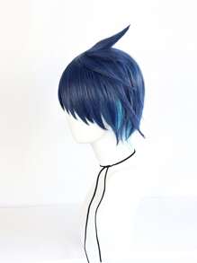 1pc Short Straight Cosplay Synthetic Wig With Bangs & 1pc Wig Cap - Multicolor - View 5