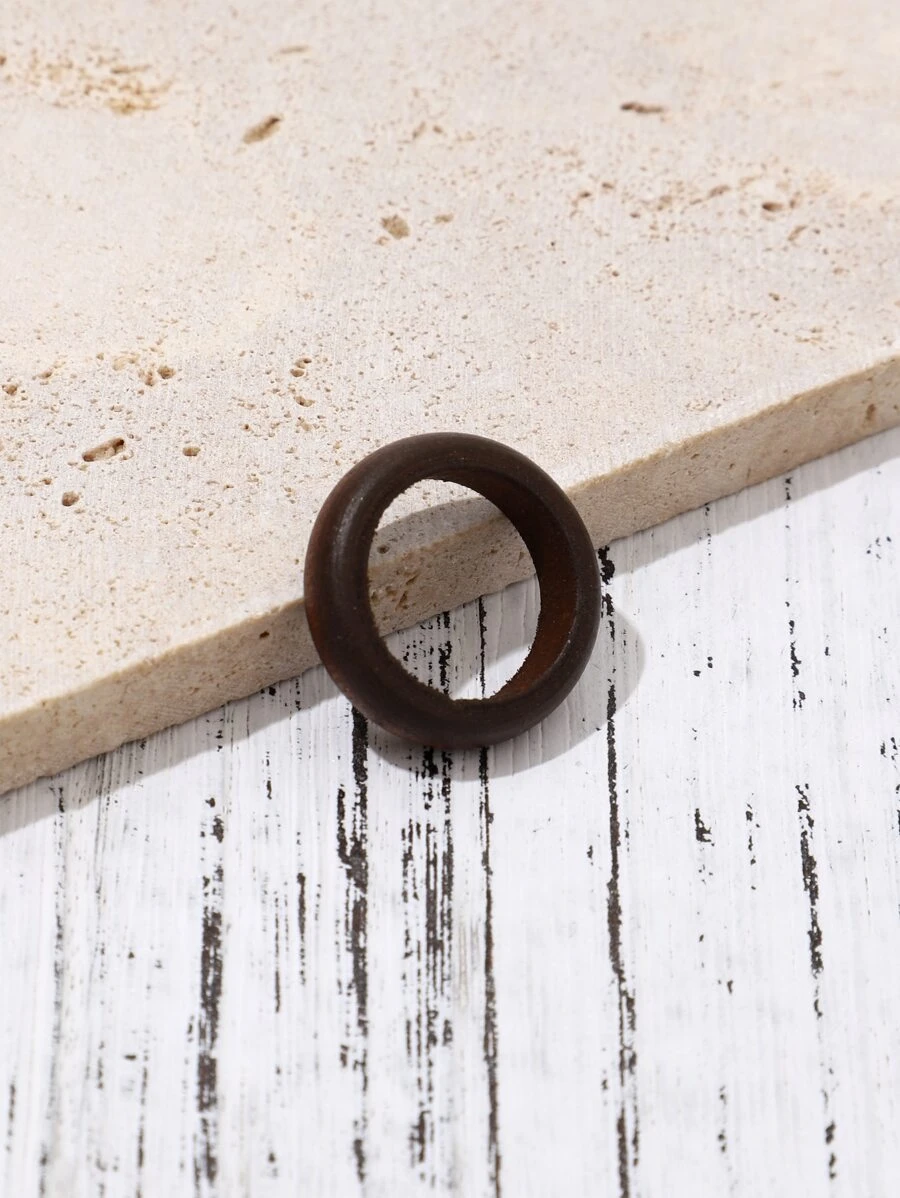 1入組休閒極簡風格圓環適合女士日常裝飾 - 棕色 - 查看 1