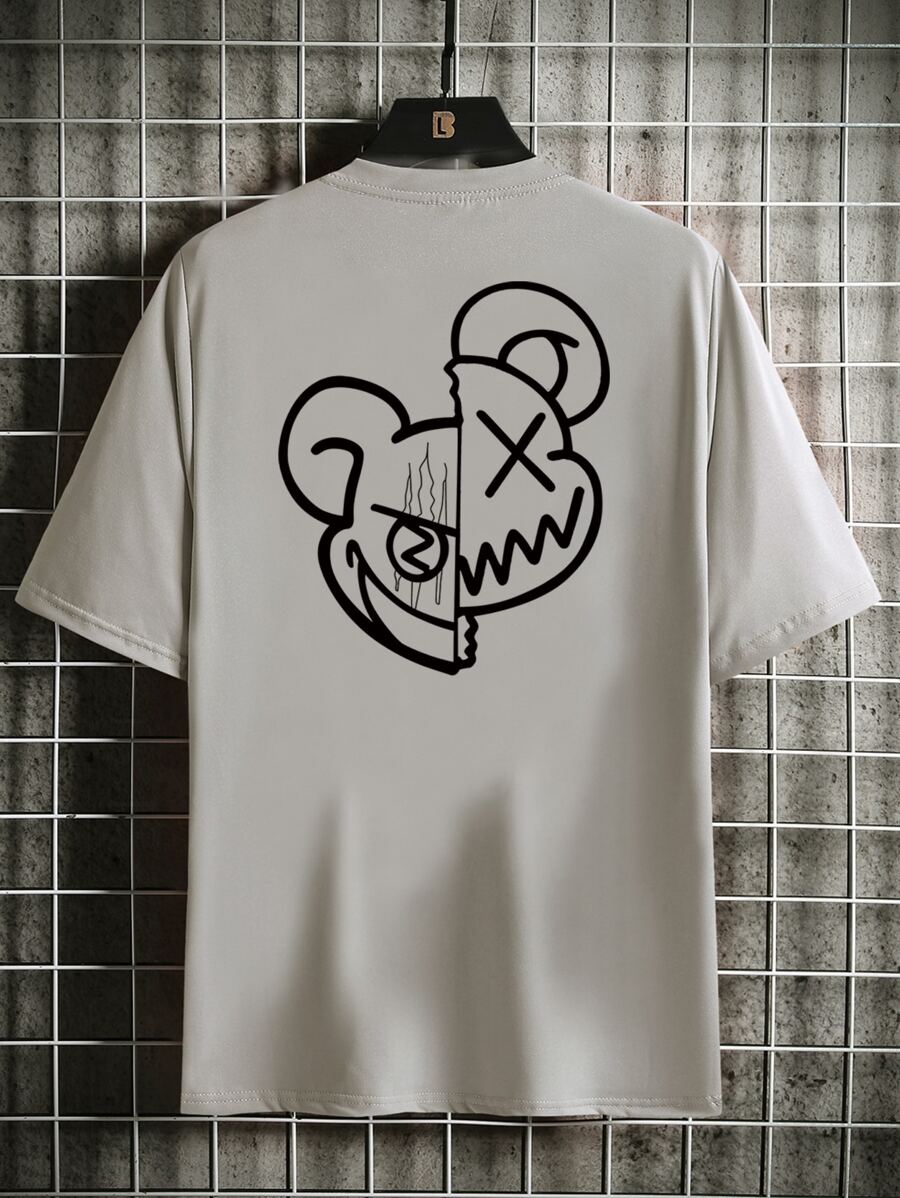 Manfinity Roughcore Men Cartoon Graphic Tee - Grey - View 1