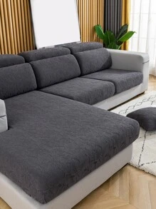 1pc Solid Color Sofa Cushion Cover - Grey - View 1