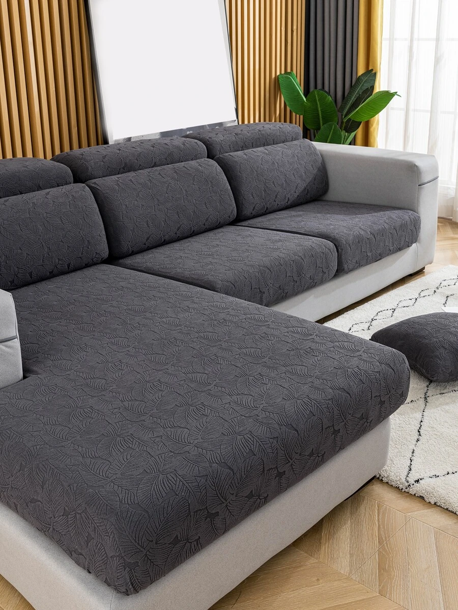 1pc Solid Color Sofa Cushion Cover - Grey - View 1