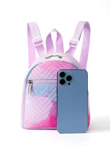 1 Balo mini chần bông PU nhiều màu sắc cầu vồng dành cho nữ Balo đi bộ đường dài Balo du lịch nhỏ đựng đồ - Nhiều màu - Xem 4