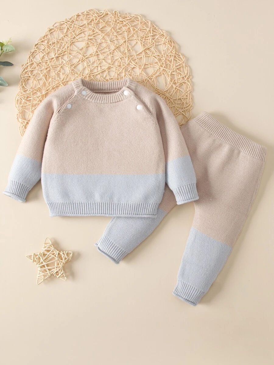 Sudadera De Manga Raglán De Dos Tonos Y Pantalones De Punto Para Niña - Multicolor - Ver 1