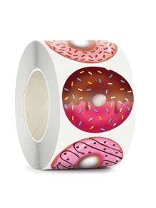500pcs Baking Donuts Diy Stickers, Round Adhesive Labels - Multicolor - View 1