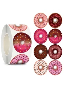 500pcs Baking Donuts Diy Stickers, Round Adhesive Labels - Multicolor - View 2