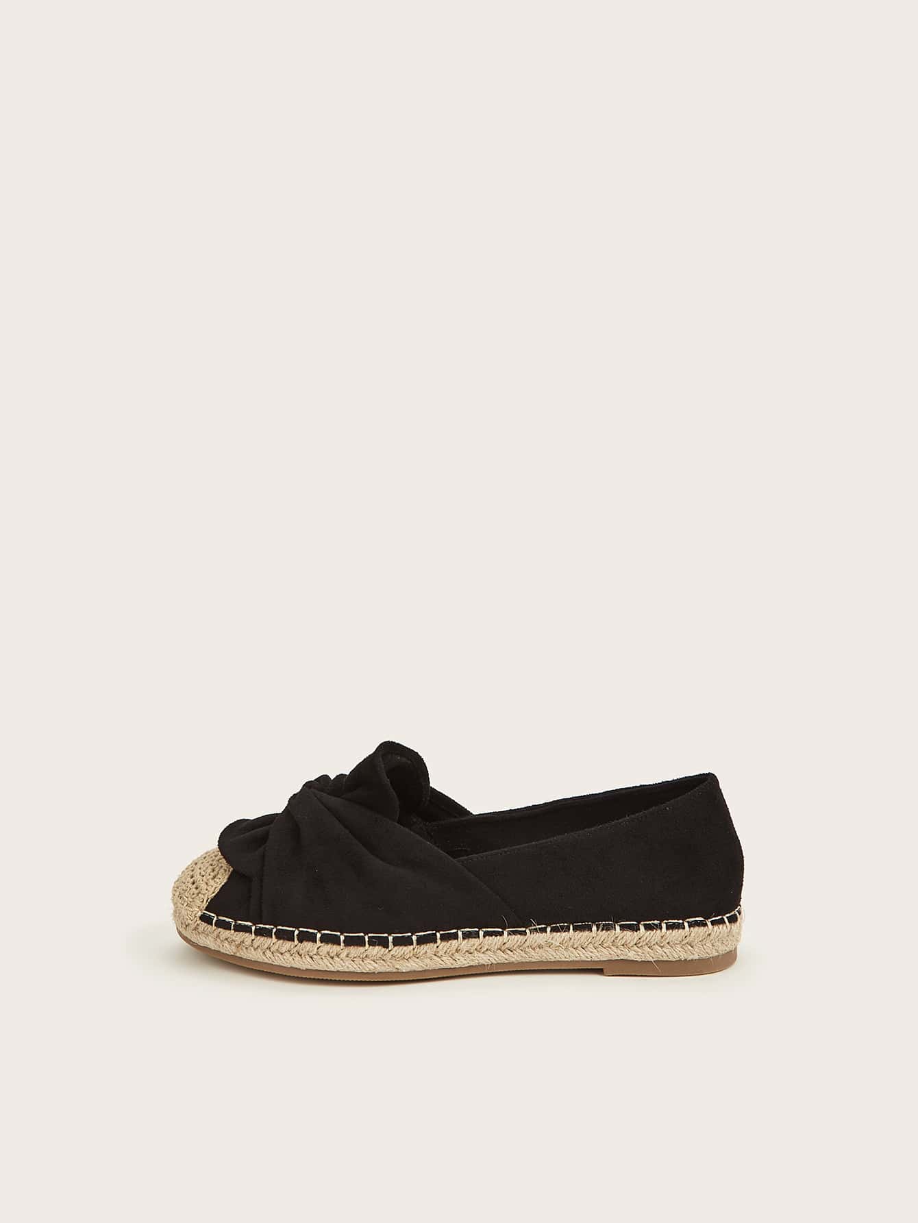 Twist Decor Espadrille Flats - Black - View 1
