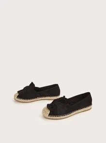 Twist Decor Espadrille Flats - Black - View 2