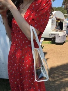 Túi vuông trong suốt có nắp tương phản không có ví, sân vận động đã được phê duyệt Túi ví trong suốt 12 X 12 X 6 cho các buổi hòa nhạc Sự kiện thể thao Lễ hội - Trong sáng - Xem 3