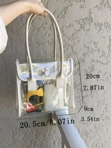 Túi vuông trong suốt có nắp tương phản không có ví, sân vận động đã được phê duyệt Túi ví trong suốt 12 X 12 X 6 cho các buổi hòa nhạc Sự kiện thể thao Lễ hội - Trong sáng - Xem 7
