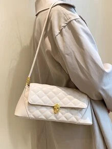 幾何絎縫法棍包 - 米色 - 查看 2