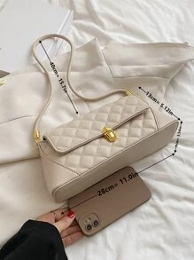 幾何絎縫法棍包 - 米色 - 查看 3