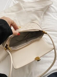 幾何絎縫法棍包 - 米色 - 查看 5