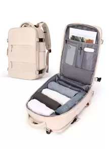 Women's Travel Backpack, Casual Weekend Bag With Laptop Compartment, Lightweight And Large Capacity, Suitable For Short Trips, Business Trips, And College Students - Beige - View 2